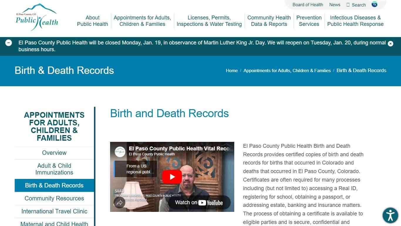 Birth & Death Records - El Paso County Public Health